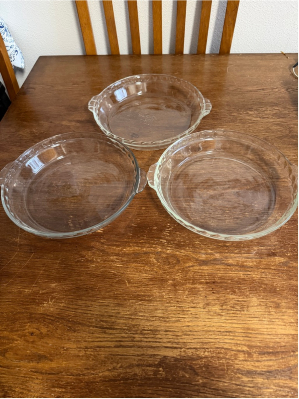 Vintage Pyrex 229 Clear Glass Pie Plates Set of 3 10 Inch Oven Microwave Baking